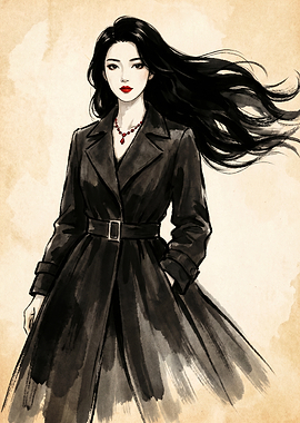 Woman in Black Trench Coat