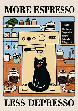 More Espresso Less Depresso Cat