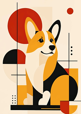 Geometric Corgi Portrait