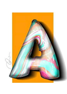 Abstract Letter A with Swirling Colors
