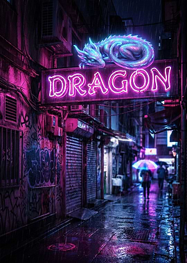 Neon Dragon Alleyway