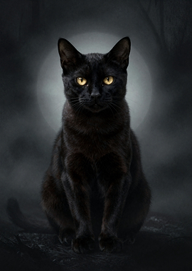 Black Cat with Yellow Eyes