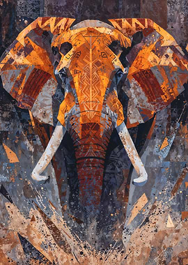 Geometric Mosaic Elephant Portrait Painting