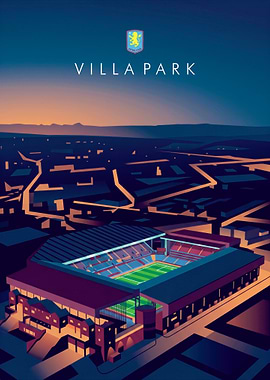 Aston Villa Football Stadium at Dusk