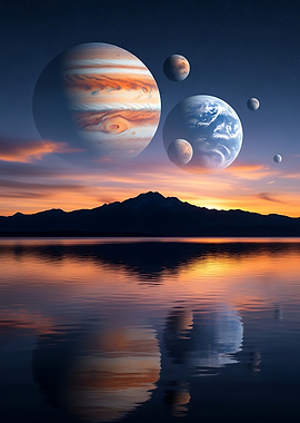 Alien Planet Landscape Poster | Sci-Fi Space Wall Art |