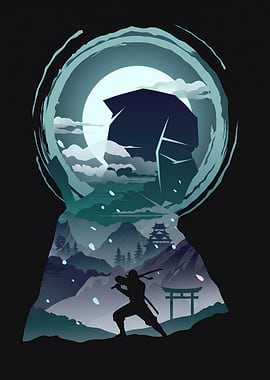 Ninja in a Japanese Landscape