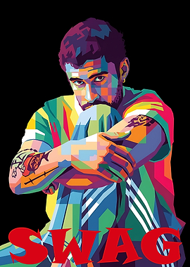 Colorful WPAP Portrait with 'SWAG' Text