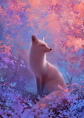 White Fox in Enchanted Forest