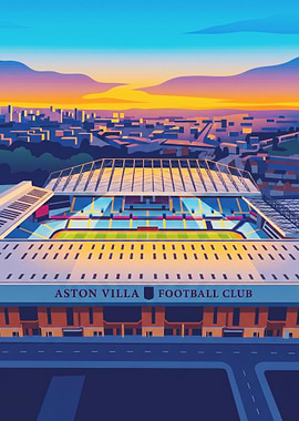 Aston Villa Football Club Stadium at Sunset