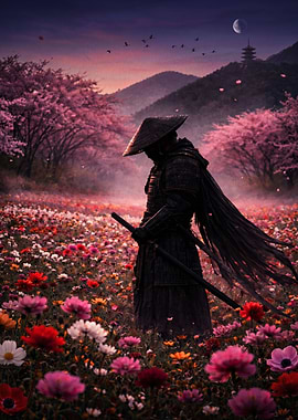 Samurai in a Field of Flowers