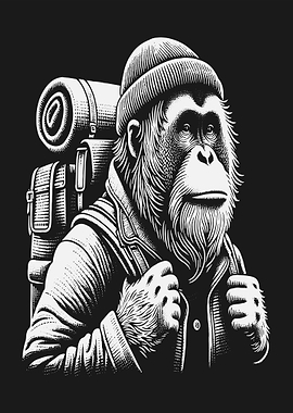Orangutan Hiker with Backpack