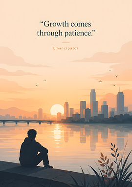 Man watching city sunset