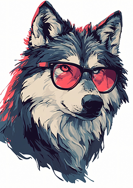 Wolf Wearing Sunglasses