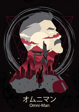 Omni-Man Silhouette with Cityscape