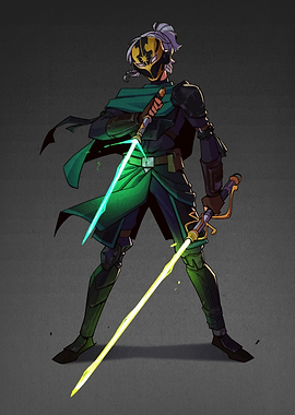 Anime Warrior with Dual Lightsabers