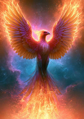 Fiery Phoenix in Cosmic Nebula