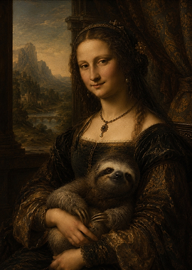 Mona Lisa with a Sloth