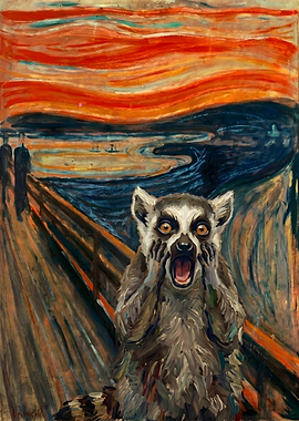 Lemur Screaming in Edvard Munch Style