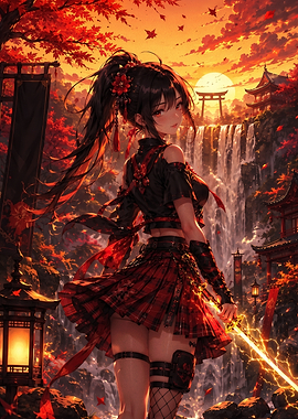 Anime Samurai Girl with Glowing Sword