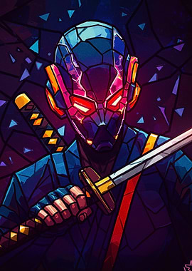 Cyberpunk Ninja with Katana