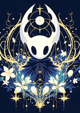 Hollow Knight Character with Flowers