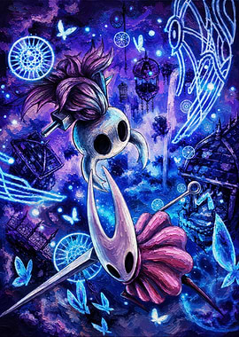 Hollow Knight Characters in Dreamy Landscape