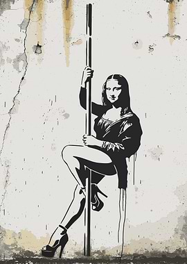 Mona Lisa Pole Dancing Graffiti