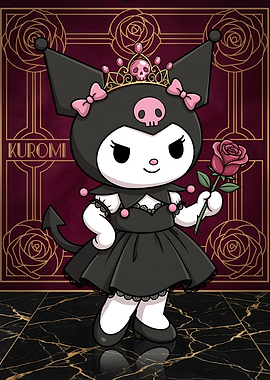 Kuromi with Rose and Crown