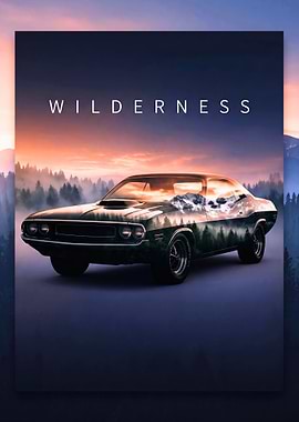 Vintage Car in Wilderness Landscape