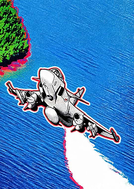 Jet flying over water