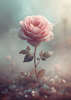 Pink Rose with Crystals