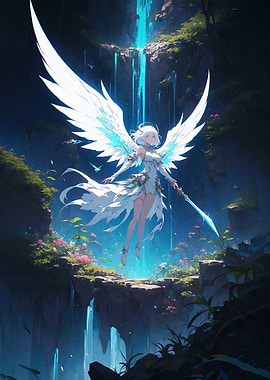 Angel Warrior by Waterfall