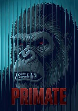 Gorilla behind bars