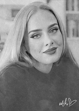 Adele Black and White Portrait