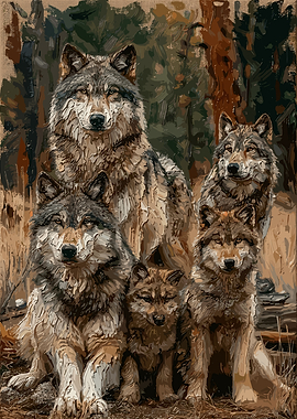 Wolf Pack in Forest