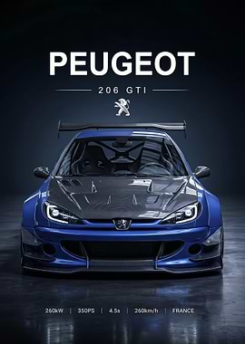 sleek Peugeot 206 GTI Race Car poster