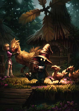 Vivi and Chocobos in a Forest