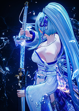 Anime Girl with Glowing Katana