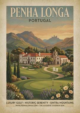 Penha Longa Portugal Vintage Travel Poster