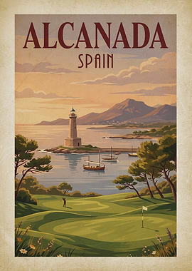 Alcanada Spain Golf and Lighthouse Poster