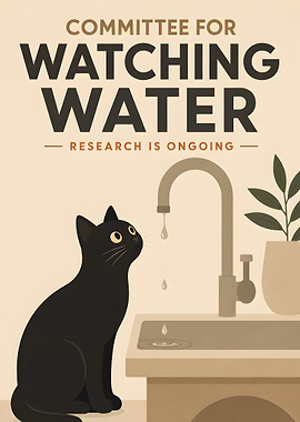 Cat Watching Dripping Faucet