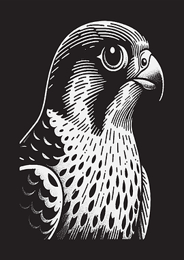 Black and White Falcon Portrait