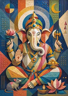 Ganesha with Lotus and Mouse