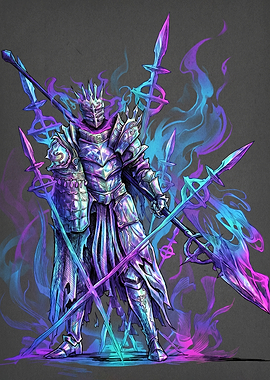Fantasy Knight with Spectral Weapons