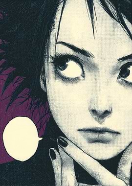 Manga style portrait with speech bubble