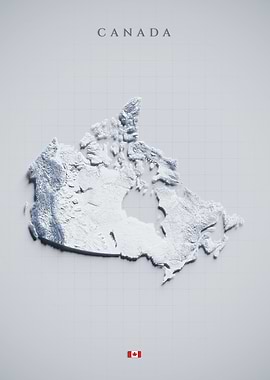 Canada Relief Panorama - Light Shaded Terrain Map, 3D Elevation