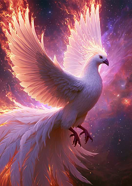 White Phoenix in Cosmic Flames
