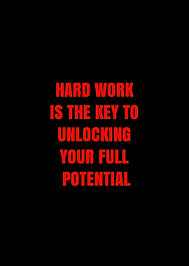 Hard work quote on black background