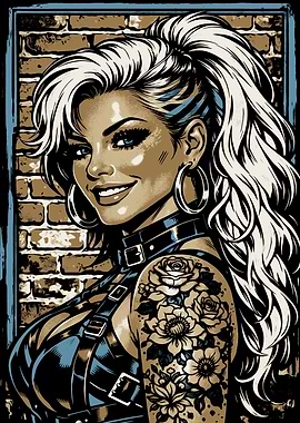 Tattooed Woman with Roses