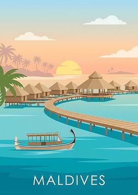 Maldives Tropical Island Sunset